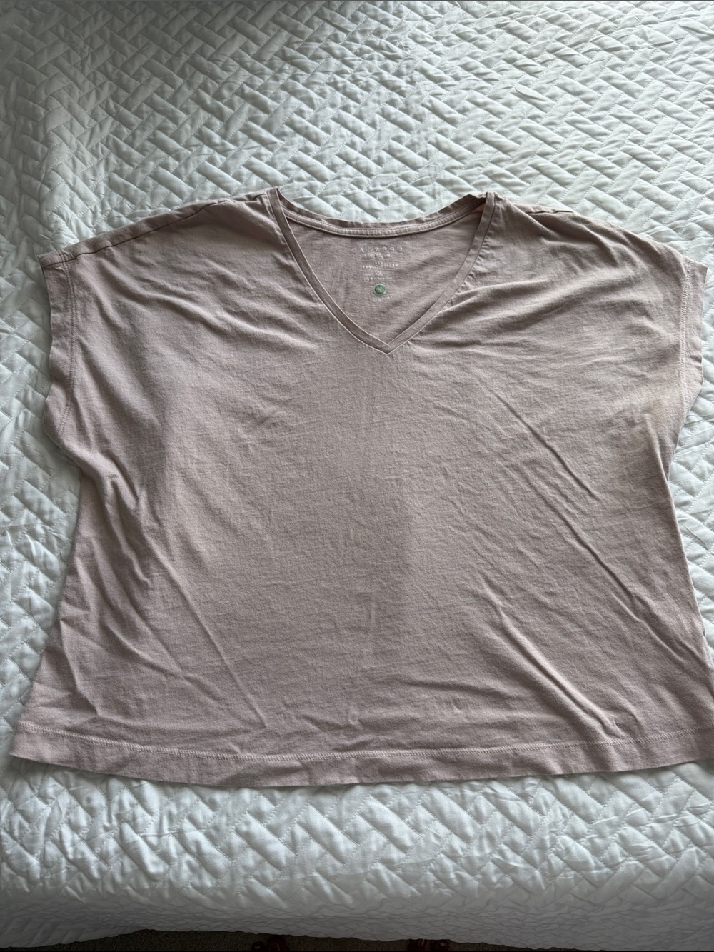 Calypso St. Barth Dusty Blush 100% Organic Cotton V-Neck Tee - Size XL